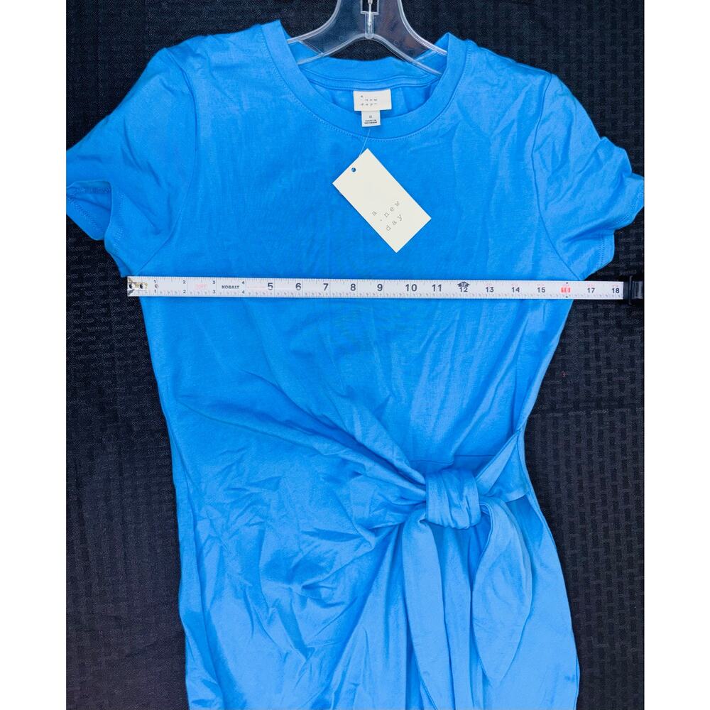 A New Day NWT Blue Knit T-Shirt Dress Side-Tie Front Closure Women Size Small - Picture 4 of 6